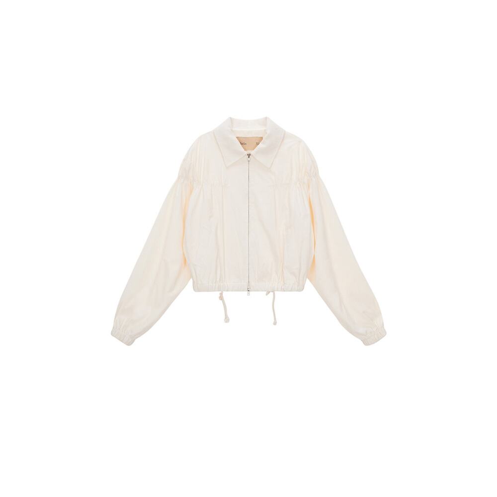 W Concept String Detailed Zip-Up Jumper - One Size - Ivory